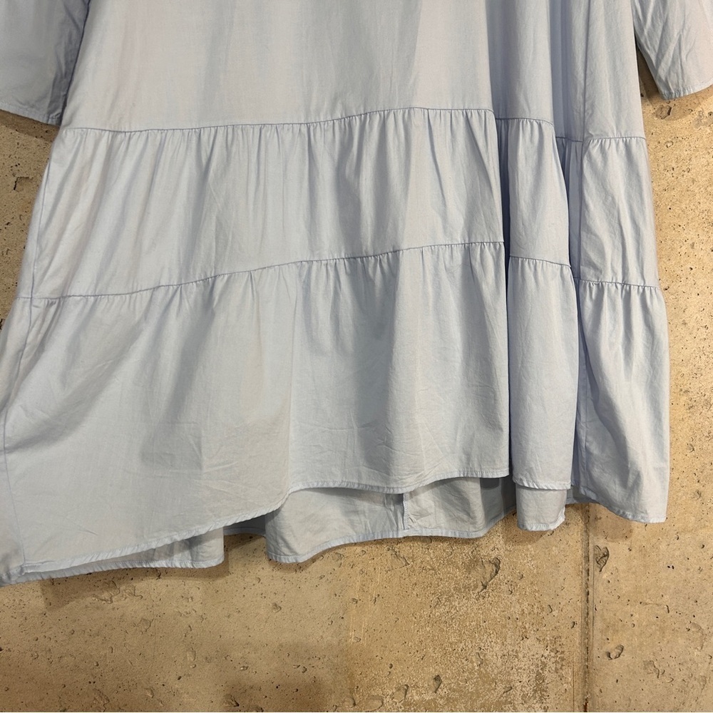 Aequamente light blue tiered long sleeve knee length babydoll dress large - Picture 5 of 8